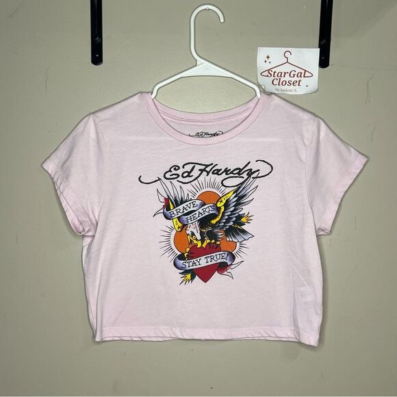 Ed Hardy Tops - NWOT | Ed Hardy | Brave Hearts Never Die | Pink | Crop Top | XL
